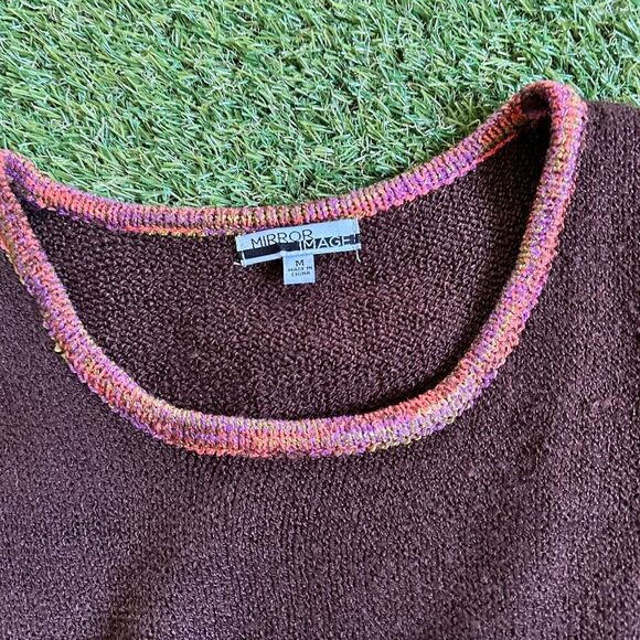 MIRROR IMAGE Women's Brown & Multicoloured Striped Sweater, Size Medium - Picture 6 of 8